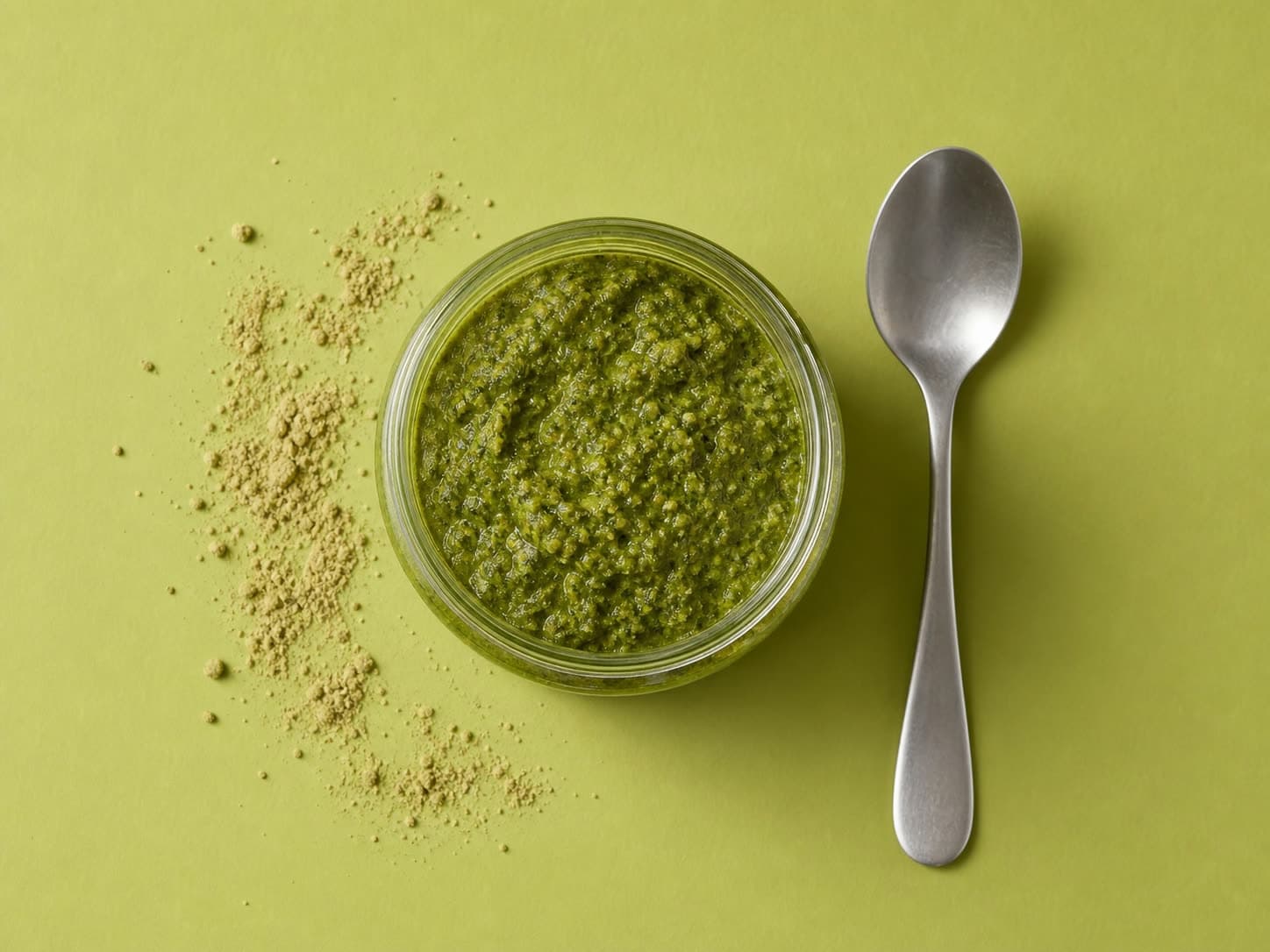 A small jar of green Amla Chutney