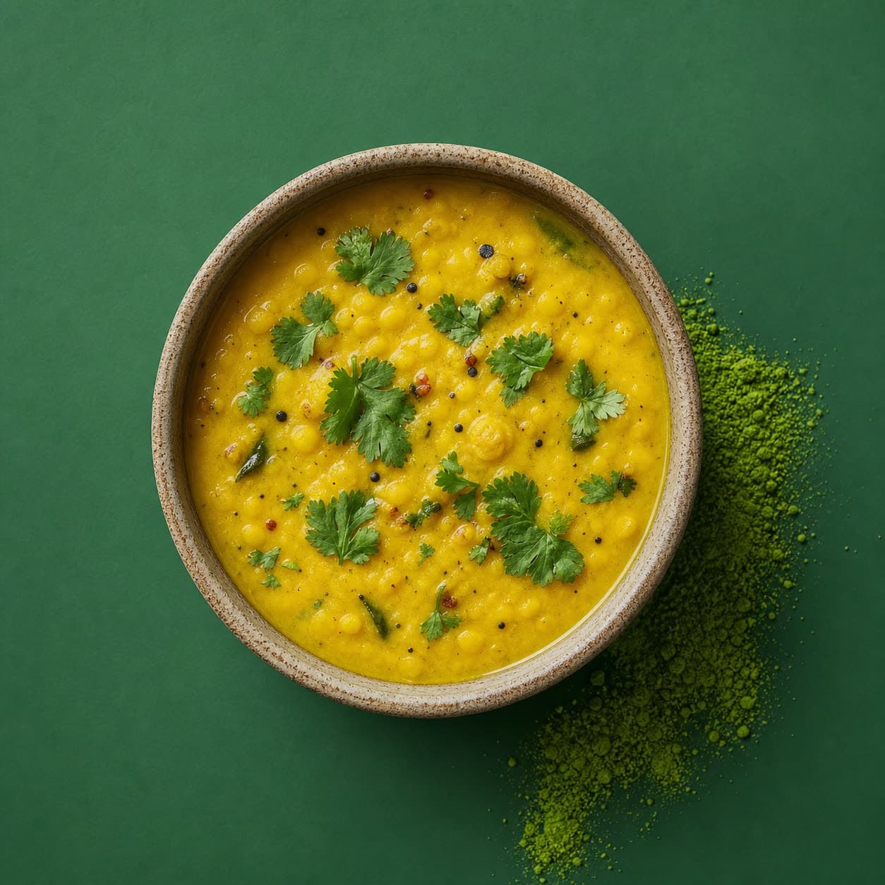 A bowl of Moringa Dal garnished with coriander