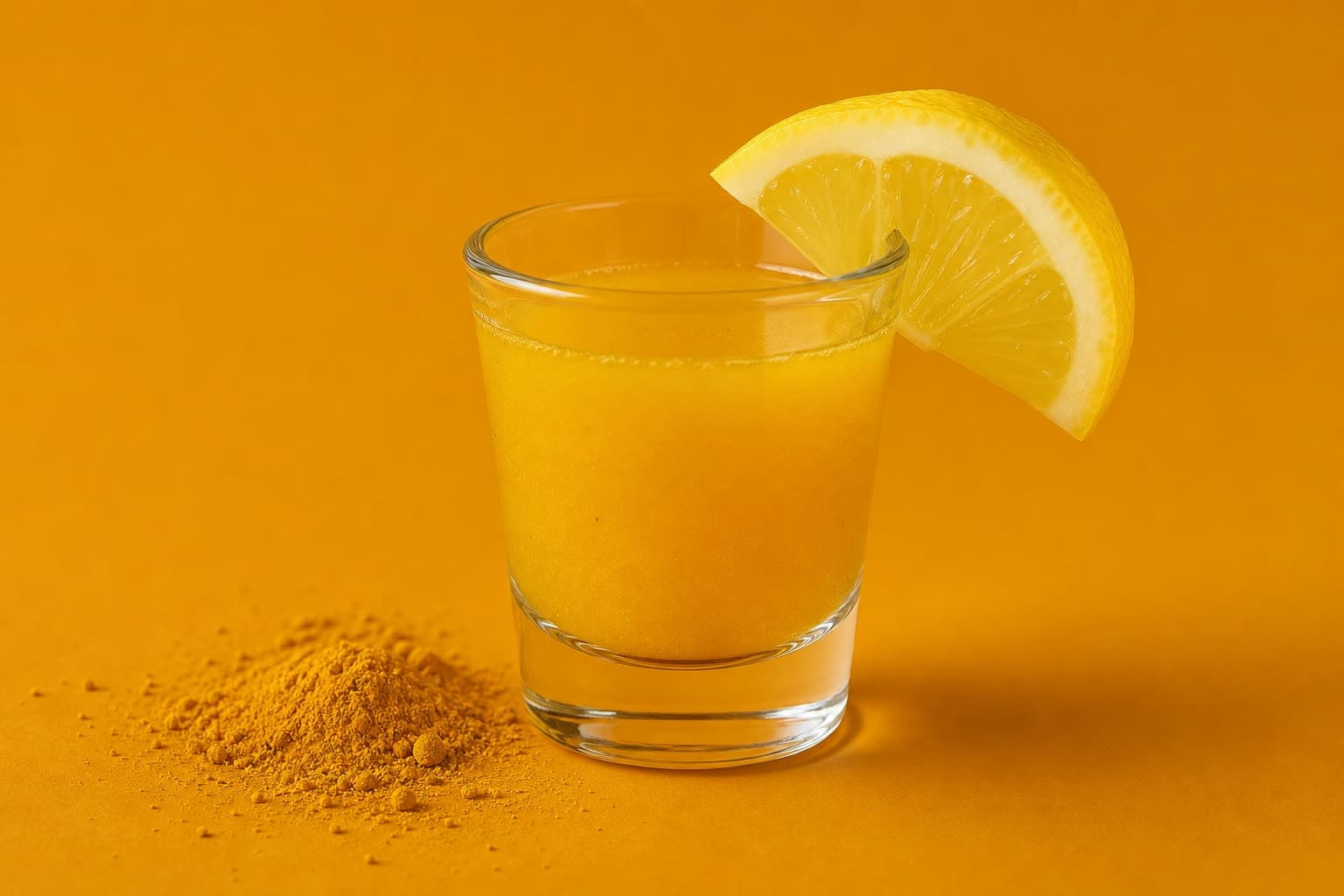 A small shot glass of Turmeric-Ginger Immunity Shot